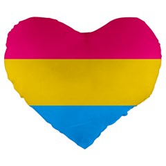 Pansexual Pride Flag Large 19  Premium Heart Shape Cushions by lgbtnation