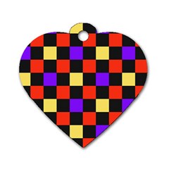 Checkerboard Again Dog Tag Heart (two Sides)