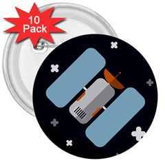 Satellite Machine Space Dark 3  Buttons (10 Pack)  by Pakrebo