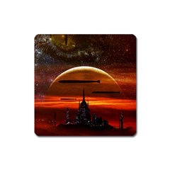 Science Fiction Digital Illustration Square Magnet by Pakrebo