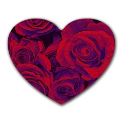 Roses Red Purple Flowers Pretty Heart Mousepads by Pakrebo