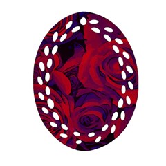 Roses Red Purple Flowers Pretty Ornament (oval Filigree) by Pakrebo