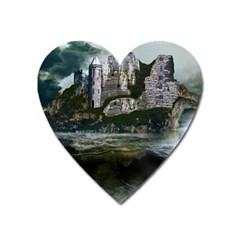 Sea Island Castle Landscape Heart Magnet