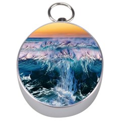 Sea Waves Ocean Water Beach Surf Silver Compasses by Pakrebo