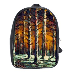 Forest Woods Trees Night Shadows School Bag (large) by Pakrebo