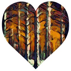 Forest Woods Trees Night Shadows Wooden Puzzle Heart by Pakrebo