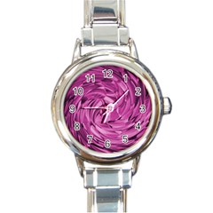 Strudel Magenta Pattern Art Spiral Round Italian Charm Watch by Pakrebo