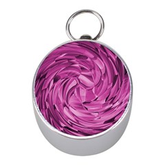 Strudel Magenta Pattern Art Spiral Mini Silver Compasses by Pakrebo