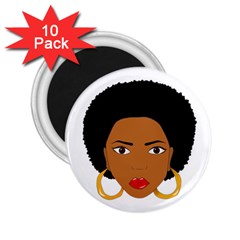 African American Woman With ?urly Hair 2 25  Magnets (10 Pack)  by bumblebamboo