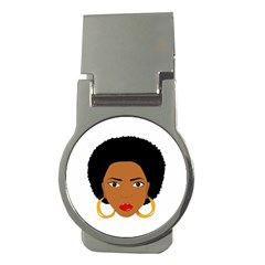 African American Woman With ?urly Hair Money Clips (round)  by bumblebamboo