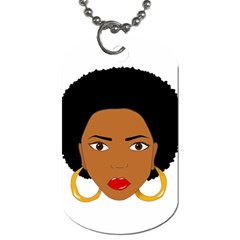 African American Woman With ?urly Hair Dog Tag (one Side) by bumblebamboo