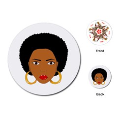African American Woman With ?urly Hair Playing Cards Single Design (round) by bumblebamboo