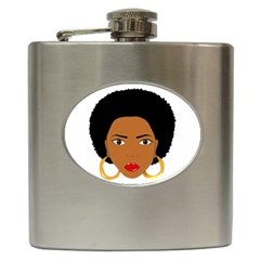 African American Woman With ?urly Hair Hip Flask (6 Oz)