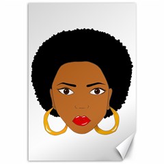 African American Woman With ?urly Hair Canvas 12  X 18  by bumblebamboo