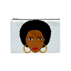 African American Woman With ?urly Hair Cosmetic Bag (medium) by bumblebamboo
