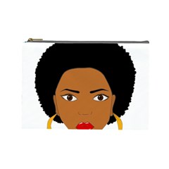 African American Woman With ?urly Hair Cosmetic Bag (large) by bumblebamboo