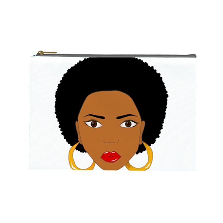 African American woman with сurly hair Cosmetic Bag (Large)