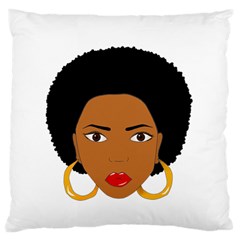 African American Woman With ?urly Hair Large Flano Cushion Case (one Side) by bumblebamboo