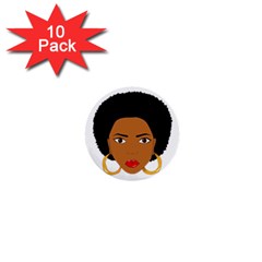 African American Woman With ?urly Hair 1  Mini Buttons (10 Pack)  by bumblebamboo