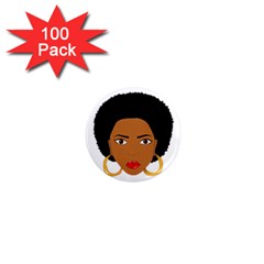 African American Woman With ?urly Hair 1  Mini Magnets (100 Pack) 