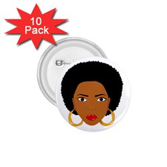 African American Woman With ?urly Hair 1 75  Buttons (10 Pack) by bumblebamboo