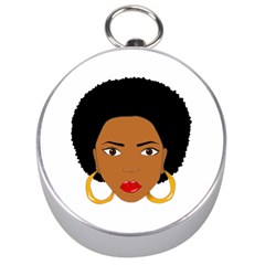 African American Woman With ?urly Hair Silver Compasses by bumblebamboo