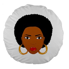 African American Woman With ?urly Hair Large 18  Premium Flano Round Cushions by bumblebamboo