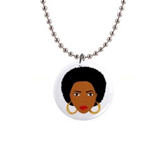 African American Woman With ?urly Hair 1  Button Necklace by bumblebamboo