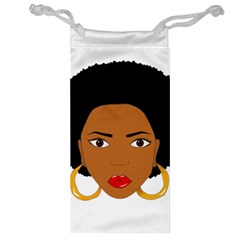 African American Woman With ?urly Hair Jewelry Bag by bumblebamboo