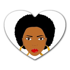 African American Woman With ?urly Hair Heart Mousepads by bumblebamboo