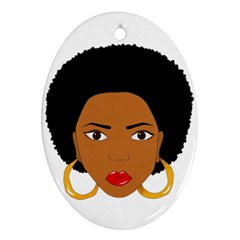 African American Woman With ?urly Hair Oval Ornament (two Sides) by bumblebamboo