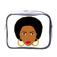 African American Woman With ?urly Hair Mini Toiletries Bag (one Side)