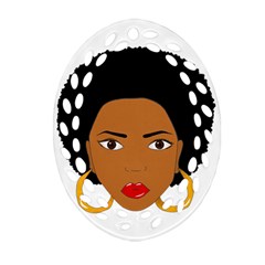 African American Woman With ?urly Hair Ornament (oval Filigree) by bumblebamboo