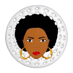 African American Woman With ?urly Hair Ornament (round Filigree) by bumblebamboo