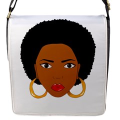 African American Woman With ?urly Hair Flap Closure Messenger Bag (s) by bumblebamboo