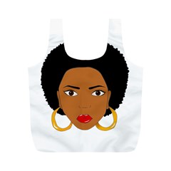 African American Woman With ?urly Hair Full Print Recycle Bag (m) by bumblebamboo