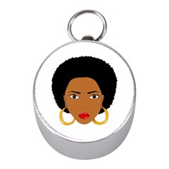 African American Woman With ?urly Hair Mini Silver Compasses by bumblebamboo