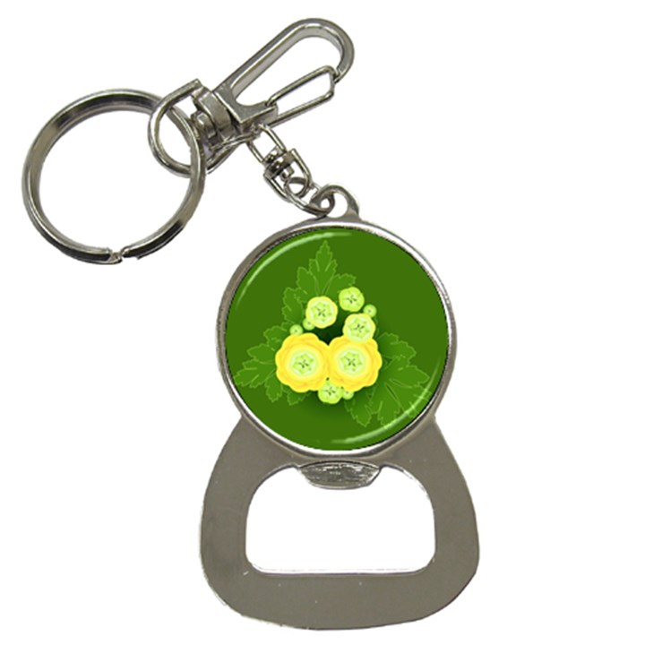 Buttercup Ranunculus Globe Flower Bottle Opener Key Chain