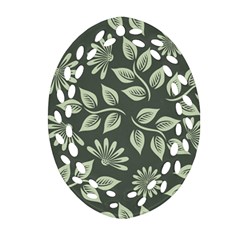 Flowers Pattern Spring Green Oval Filigree Ornament (two Sides) by Pakrebo