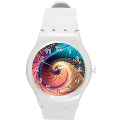 Fractal Multi Colored Fantasia Round Plastic Sport Watch (m) by Pakrebo