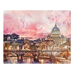 City Buildings Bridge Water River Double Sided Flano Blanket (large)  by Pakrebo