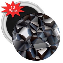 Triangles Polygon Color Silver Uni 3  Magnets (10 Pack) 