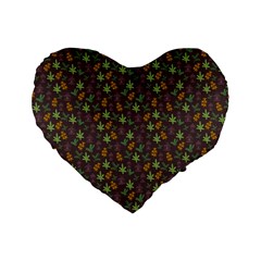 Tribal Leaves House Art Tribal Art Standard 16  Premium Flano Heart Shape Cushions by Pakrebo