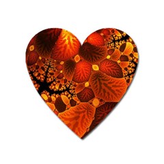 Leaf Autumn Nature Background Heart Magnet