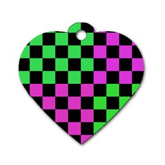 Checkerboard Again 1a Dog Tag Heart (two Sides) by impacteesstreetwearseven