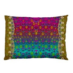 Signs Of Peace  In A Amazing Floral Gold Landscape Pillow Case (two Sides) by pepitasart