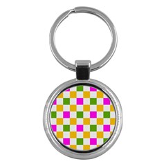 Checkerboard Again 3 Key Chain (round)