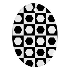 Chessboard Hexagons Squares Oval Ornament (Two Sides)