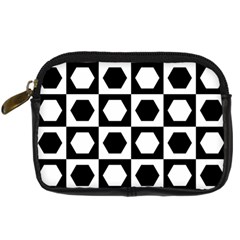 Chessboard Hexagons Squares Digital Camera Leather Case
