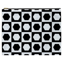 Chessboard Hexagons Squares Cosmetic Bag (XXXL)